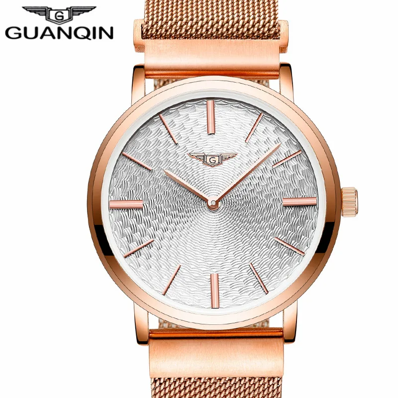 

GUANQIN 2016 New Watches Men Waterproof Quartz Wrsitwatches With Steel Watchband Male Simple Clock with Slim Movement relogio