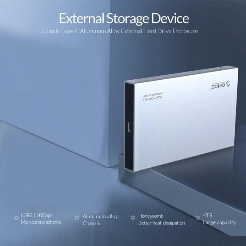 ORICO HDD Case Type C 10Gbps External Hard Disk Drive 2.5 inch SATA to USB 3.1 Gen2 SSD Enclosure Box 4TB Capacity