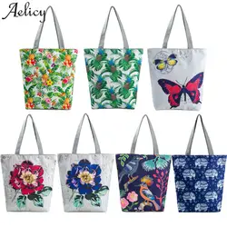 Aelicybags для Для женщин 2018 Национальный Ветер печатных холст тотализатор Повседневное пляжные сумки Для женщин леди сумка-шоппер Сумки