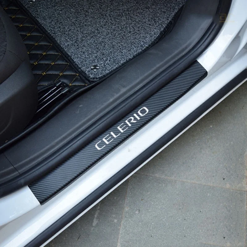 Автомобильный Стайлинг для Suzuki Celerio авто дверной порог протектор автомобильный порог Добро пожаловать наклейки на педаль 4D углеродного волокна виниловая наклейка 4 шт