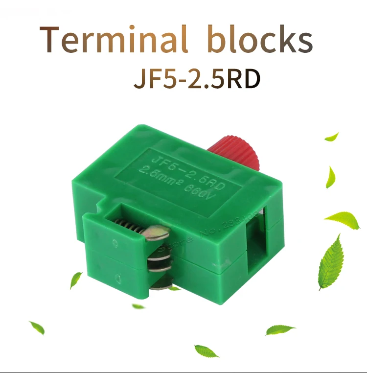 0,5-660 мм2 клеммный блок JF5-2.5RD 24A/46,5 в 20*48,5* мм Винт фиксированный din-рейку винт