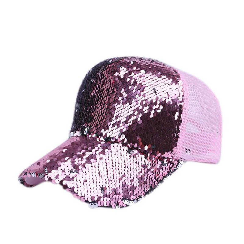 

Korean Fashion Sequins Baseball Caps Spring Summer Cotton Hats For Women And Men Duck tongue Net Cap Brand Snapback