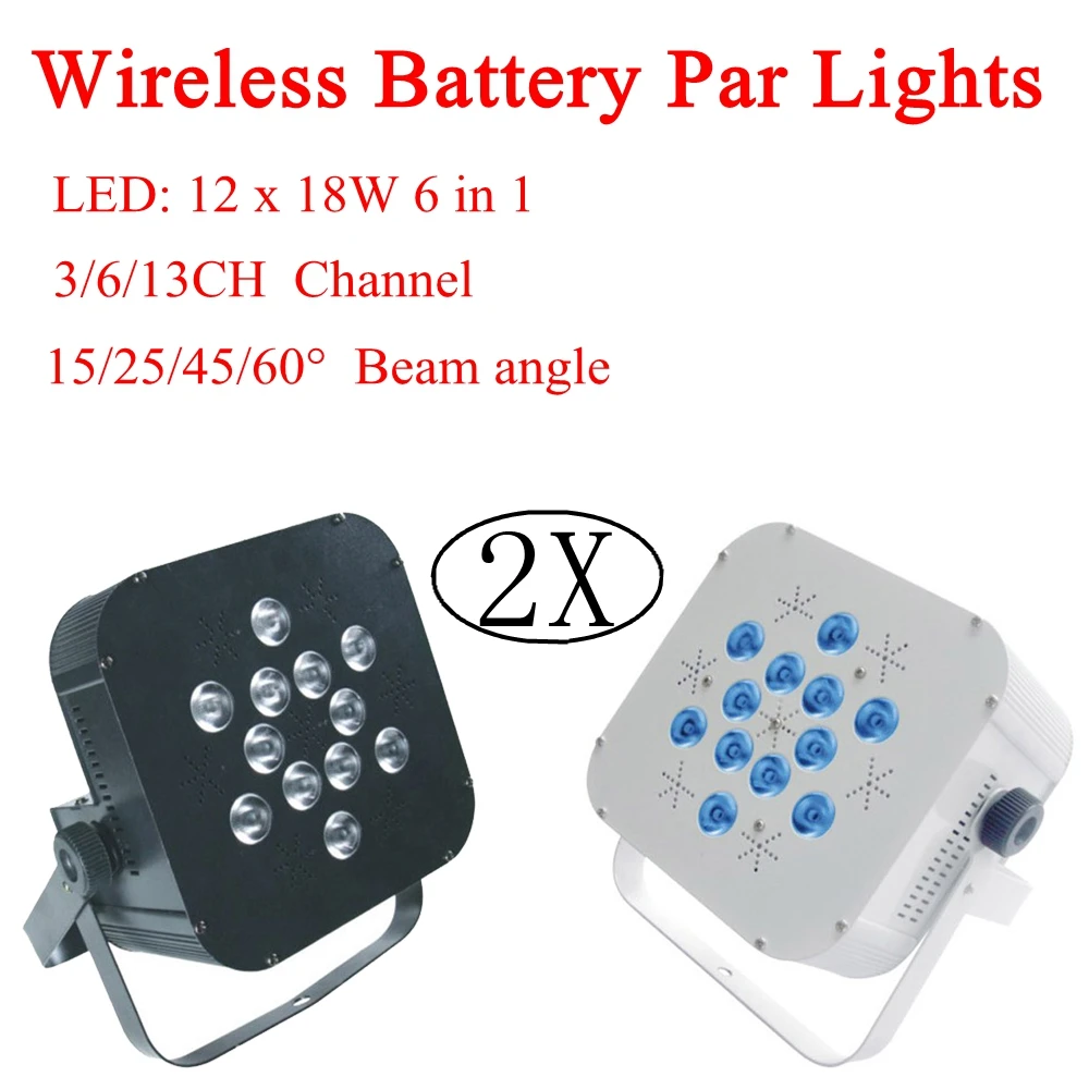  2XLot Wireless Battery 12X18W RGBWA-UV 6IN1 Wash DMX Par Lights Effect Stage Light Auto Sound Activ