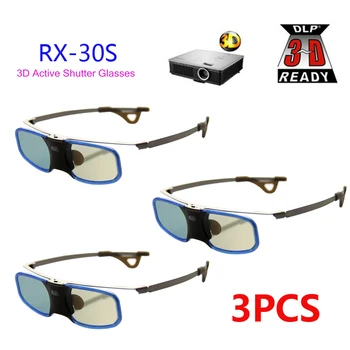

3pcs x 3D DLP-LINK Active Shutter 3D Glasses 96-144Hz with Clip for Myope For BenQ W1070 Optoma GT750e DLP 3D Projector Glasses