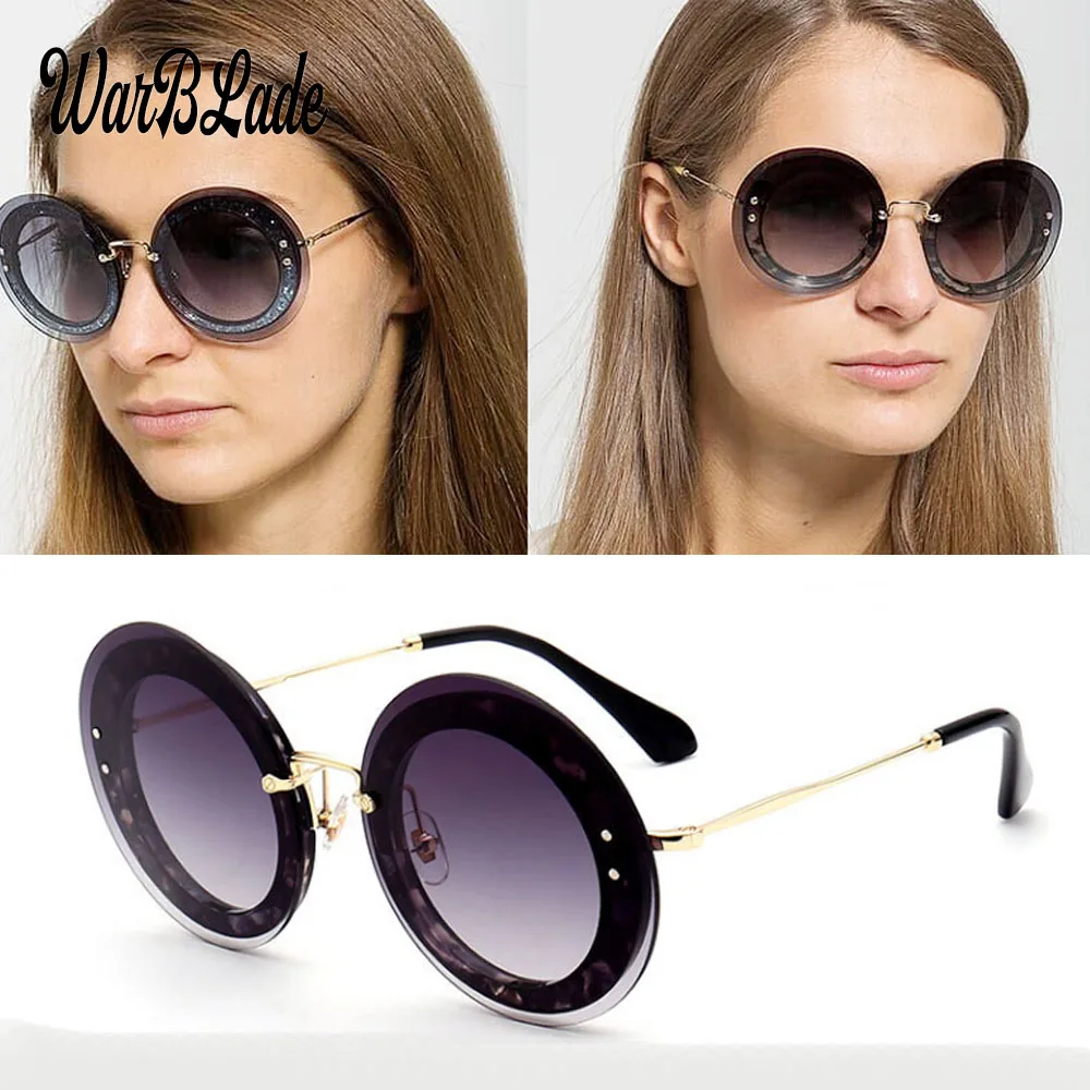 

2018 Brand Designer Oversize Sunglasses Women Round Leopard gradient lens big circle clear glasses UV400 Eyewear rimless