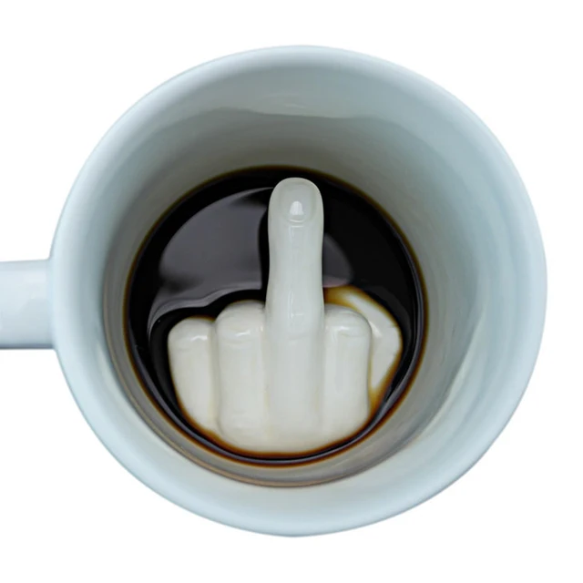 $US $5.41 Creative White Middle Finger Style Cup Novelty Mixing Coffee Milk Cup Funny Ceramic Mug Cup