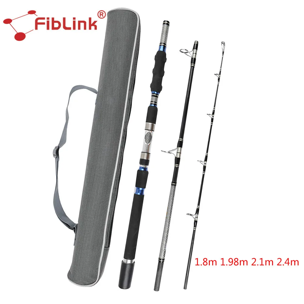  Fiblink Portable High Carbon Spinning Rod 1.8/1.98/2.1/2.4m 3 Section Heavy Spin Rod Saltwater Sea 
