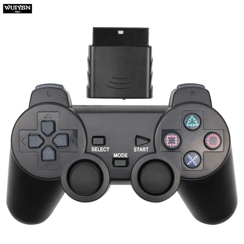 WUIYBN Геймпад контроллер беспроводной 2,4G контроллер для sony PS2 Playstation 2 Консоль джойстик полное колебание Shock Joypad - Цвет: Черный