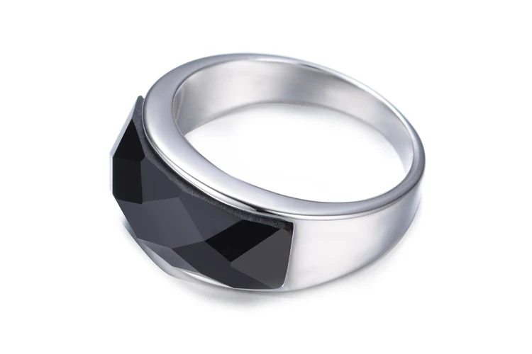 Мужское кольцо из серебра 925 пробы с черным драгоценным камнем|finger ring|wedding ringsring for