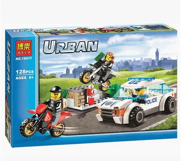 

BELA city original High Speed Police Chase sets models 128PCS Minifigure Building Block Set Toys lepin city pieces compatible