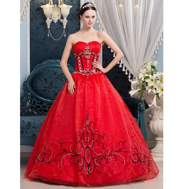 vestido de novia 2017 nuevo vestido de bola bordado colorido no con