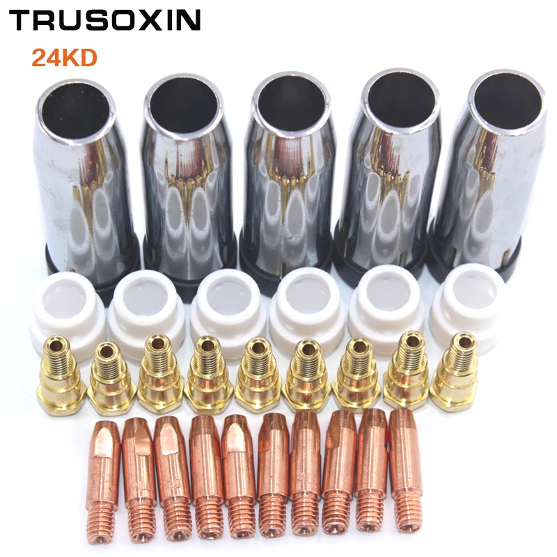 40pcs consumables Tip electrode shield cups swir gas ring of the Binzel MIG MAG 24KD torch use for MIG MAG welding machine 40pcs consumables Tip electrode shield cups swir gas ring of the Binzel MIG MAG 24KD torch use for MIG MAG welding machine