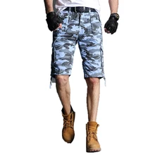 Мужские шорты Карго, камуфляжные хлопковые шорты, летние,, повседневные шорты, брендовая одежда, камуфляжные мужские шорты до колен