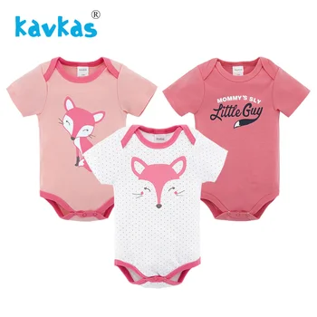 

Kavkas Fashion Baby Girls Rompers Cartoon Fox Rompers Short Sleeve Summer Baby Clothing Infant Rompers