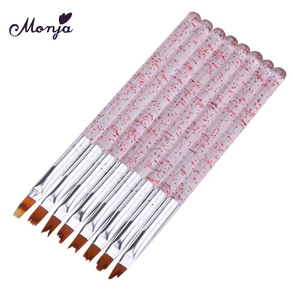 

Monja 8pcs/set Nail Art Moon Flower Shape French Color UV Gel Polish Gradient Painting Flower Drawing Liner Pen Brush