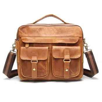 

Men Handbags Leather Vintage Messenger shoulder Bag for Men and Women Canvas Back to School Satchel Laptops Bag Khaki/coffee
