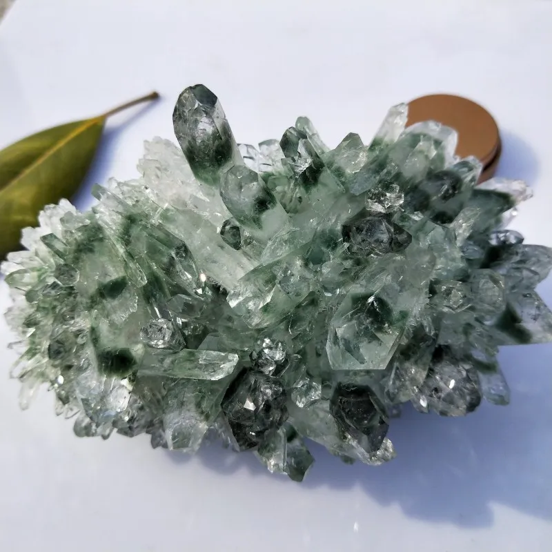 

500-900g Natural Ghost Rock Green Phantom crystal cluster Raw Quartz Stone Healing Specimen for Handicraft home Decorating