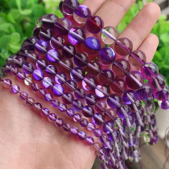 

6-12mm Round Purple Rainbow Labradorite Beads Synthetical Moonstone Beads For Jewelry Making Beads 15'' Needlework DIY Beads