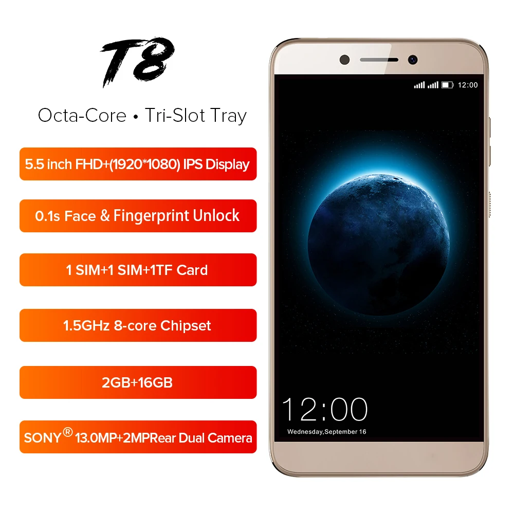 LEAGOO T8 Mobile Phone 5.5'' FHD 16:9 1920*1080 RAM 2GB