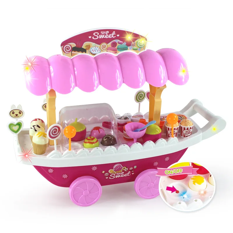 

Musical Thumbnails Sweet Stop Ice Cream Car Pretend Play Girl Toys Flashing Children's Kitchen Miniature Doll Girl Gift BM038