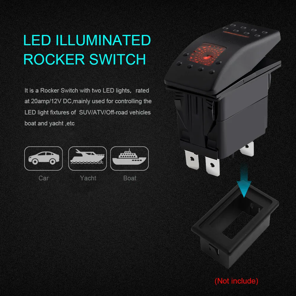 

Switch with LED Indicator Light Bar ARB Carling Rocker Toggle Switch Orange LED Light ON-OFF DC 12V/20ACar Boat 5Pin