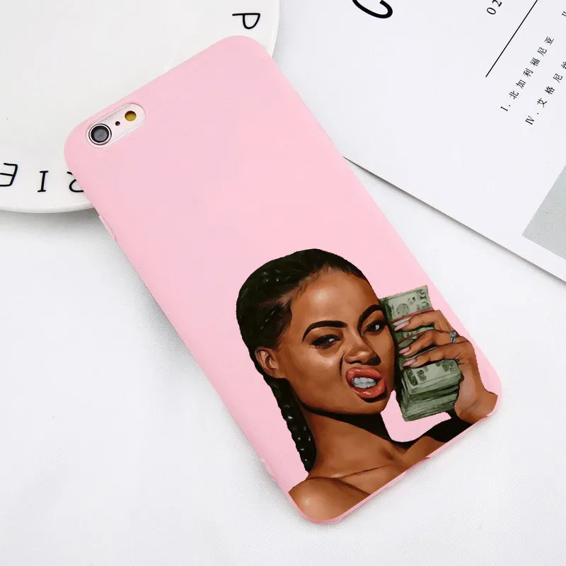 MAKE MONEY Not Friends Kash Black head Girl Fundas чехол для iPhone X XR XS Max 8 7 6s Plus матовый конфетный розовый силиконовый чехол