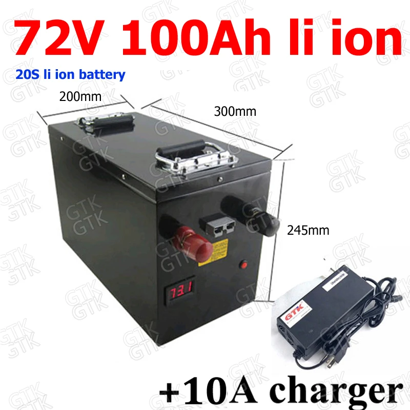 

GTK waterproof 72v 100Ah lithium ion battery li-ion 100A BMS for 7000w bike tricycle Forklift Motocycle AGV Vehicle +10A charger