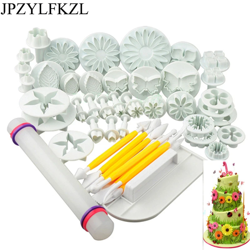 

46pcs Bakeware Sets DIY Fondant Cake Mold Sugar Craft Decorate Kit Cookie Mould Icing Plunger Cutter Tool Cake Decorating Tools