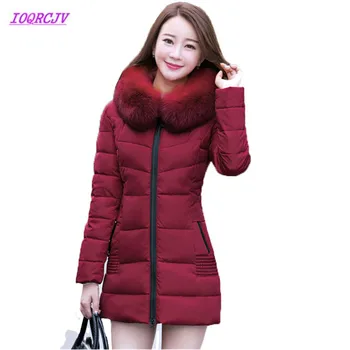 

Plus Size 2018 Winter Jacket Women Fur Hooded Parka Midi Coats Cotton Padded Winter Coat Women Warm Thicken Female Outwear B129
