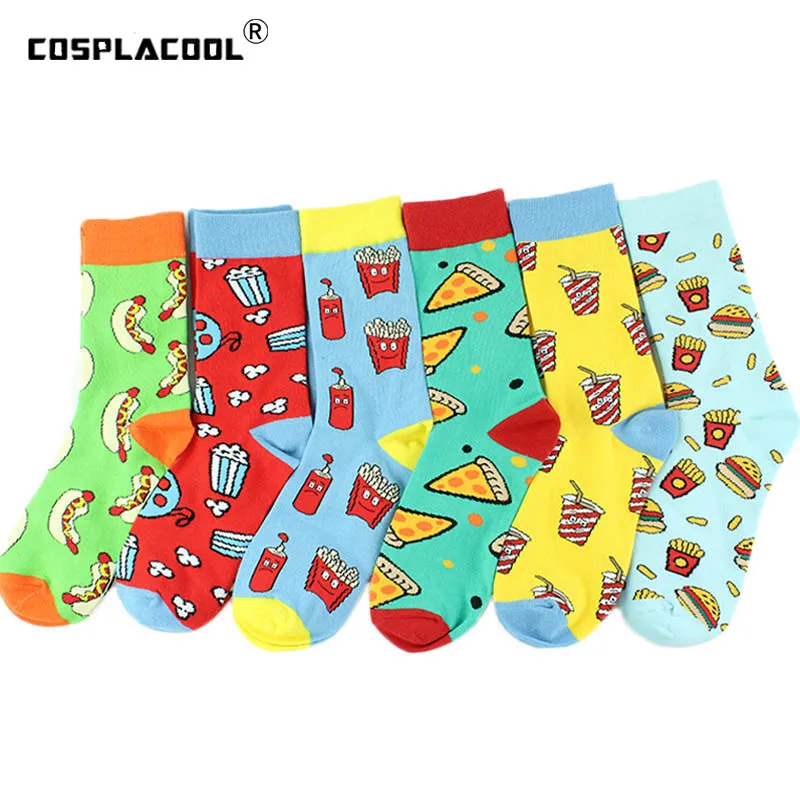 

[COSPLACOOL]Harajuku Funny Socks Food Pizza Hamburg Sushi Cute Socks Women Divertidos Skarpetki Creative Sokken Chaussette Femme