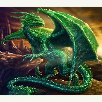 

Cross Stitch Kit DIY Diamond Embroidery Green Dragon Full Square/round Diamond Painting Mosaic Home Decor