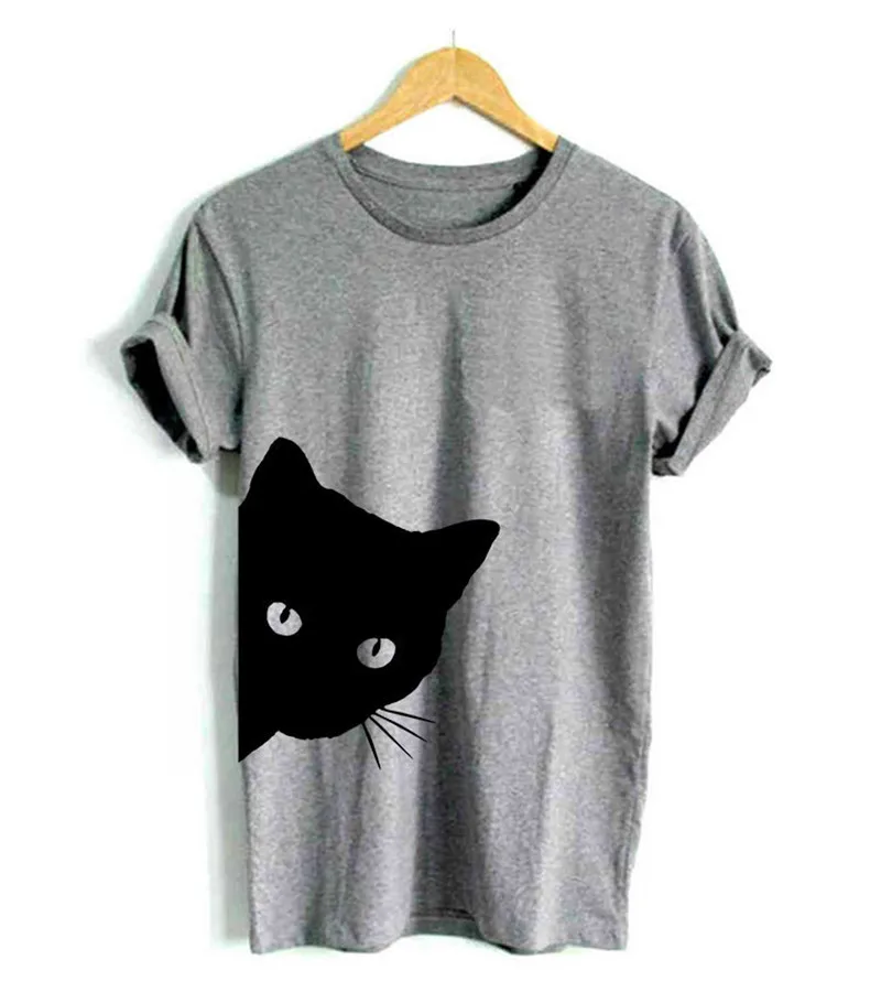 Cat Looking Out Side Print Women Tshirt Cotton Casual Funny T shirt For Lady Girl Top Tee Hipster Tumblr Drop Ship TS19 (2)