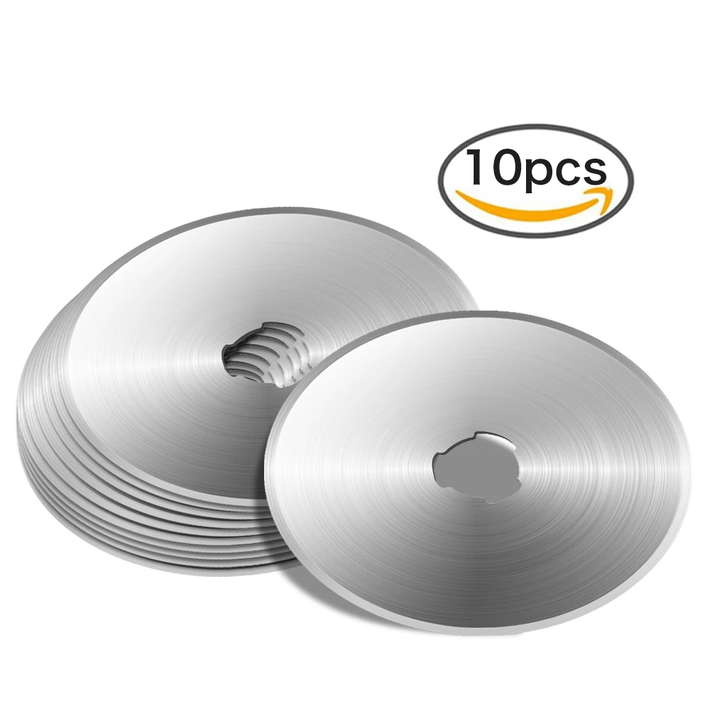 Hakkin 10pcs 60MM Rotary Cutters Spare Blades Quilters Sewing Cut Fabric Leather Vinyl Paper