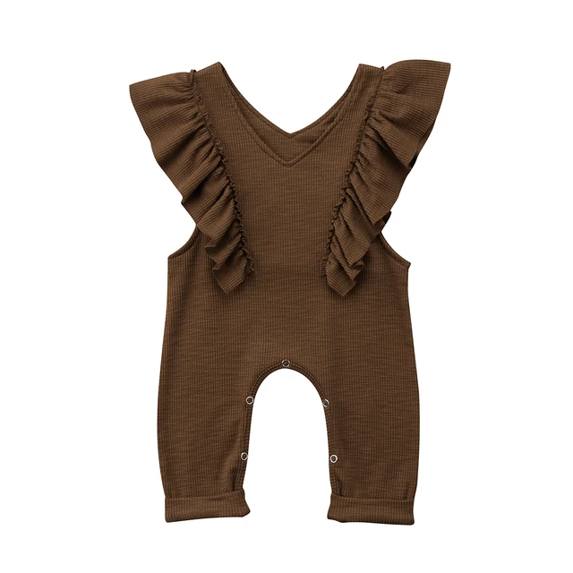 Baby Girl Overalls Ruffle Knitted Romper Sleeveless Jumpsuit Kid