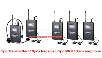 

Takstar WTG-500/WTG 500 UHF PLL Wireless Acoustic Transmission System 1 Transmitter+18 Receivers+Headworn MIC+18 Earphone
