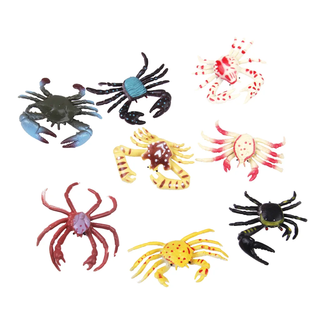 Set of 8 Pieces Various Plastic Crab Model Animal Display Figures Filler Toy Collection