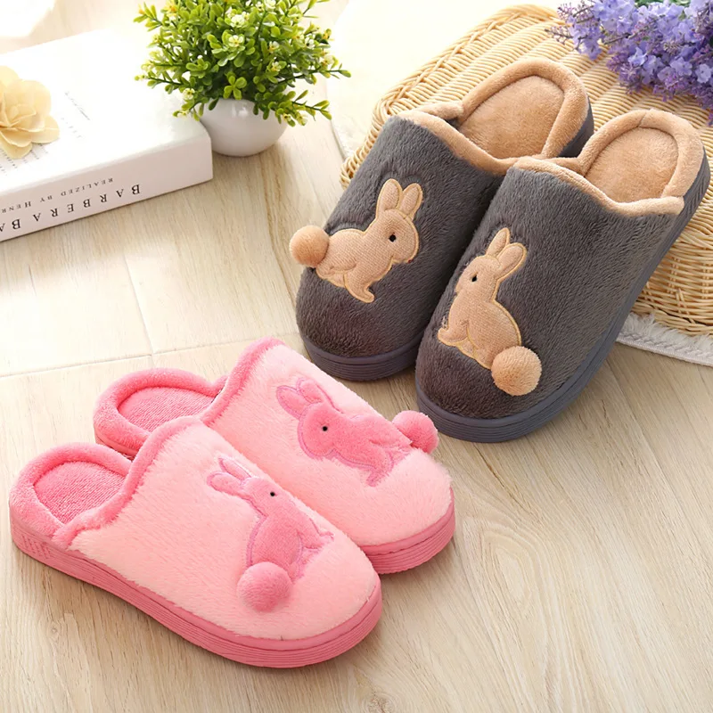 

2018 Women Slippers Plush Home Slippers Cartoon Rabbit Comfort Winter Warm House Slippers Indoor Bedroom Couple Zapatillas Mujer