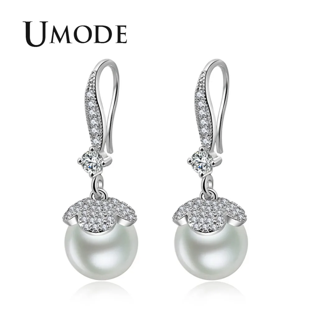 Женские серьги-подвески с фруктами UMODE модные серьги из белого золота жемчугом