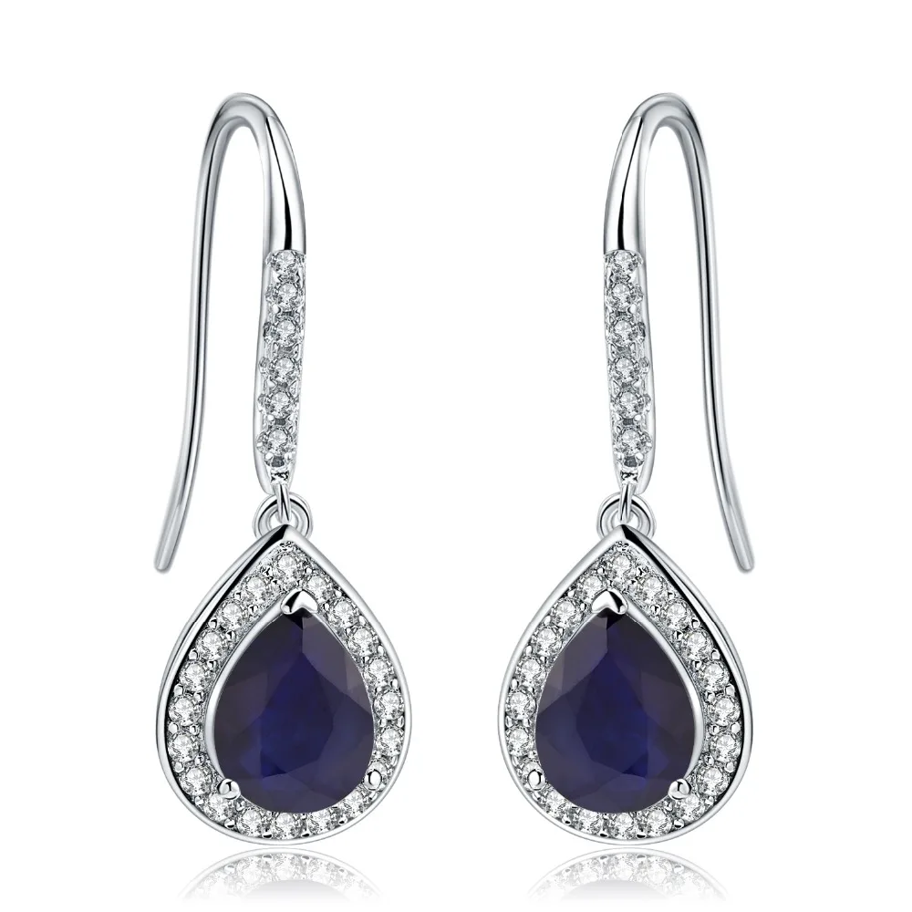 GEM'S балетные 2.58Ct Натуральный Синий сапфир Висячие серьги Настоящее 925 пробы серебро элегантные Brincos для женщин вечерние ювелирные изделия