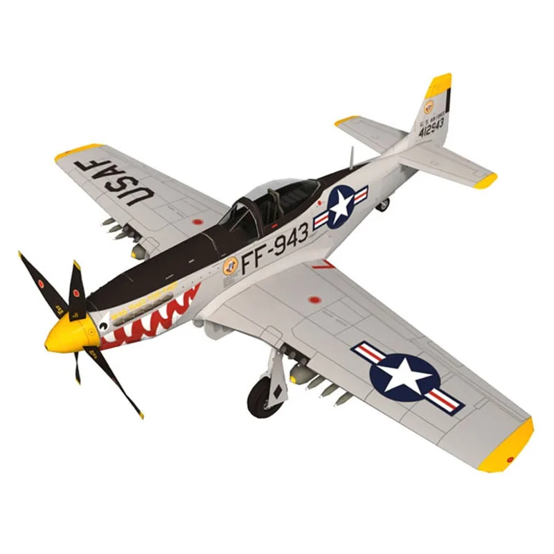 

3D Paper Model airplane US P-51D Mustang Aircraft Bomber 1:72 scale puzzles models papercraft creative diy toys for kids
