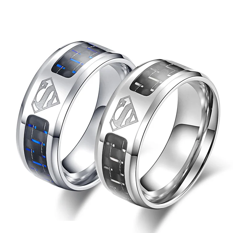 Ferrum | 8 Mm Brushed Blue Stainless Steel Bevelled Edge Ring | In