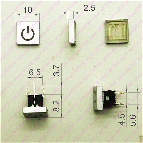 10 шт. 6X6X8,2 мм с колпачком с логотипом питания 6PIN DIP мгновенная тактовая кнопка Верхняя квадратная головка индикация кнопка