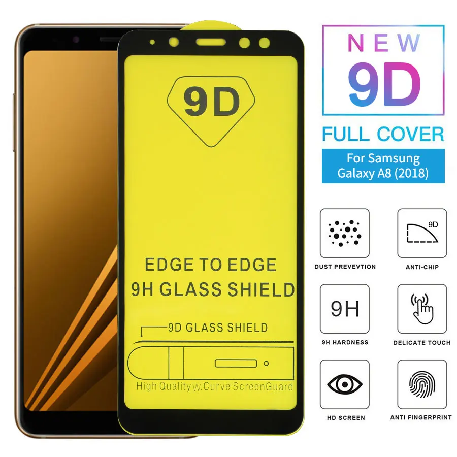 FIZAZI 9D изогнутые Полный Клей закаленное Стекло для samsung Galaxy A8 полное покрытие