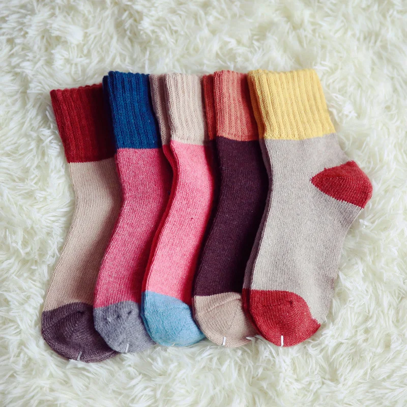Винтажные утолщенные женские носки, зимние теплые носки из кроличьей шерсти, женские носки без пятки