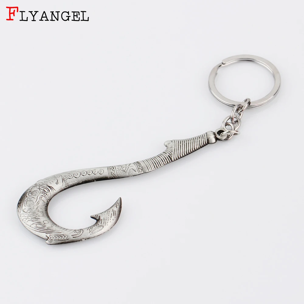 

2018 New Creative Silver Big Fish Hook Keychain For Men Women Friends Like Go Fishing DIY Jewelry Gift Car Keyring Father's Day