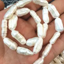 Редкие ненормальные формы довольно 8X16 мм белый жемчуг свободные шарики ювелирные изделия 13 дюймов