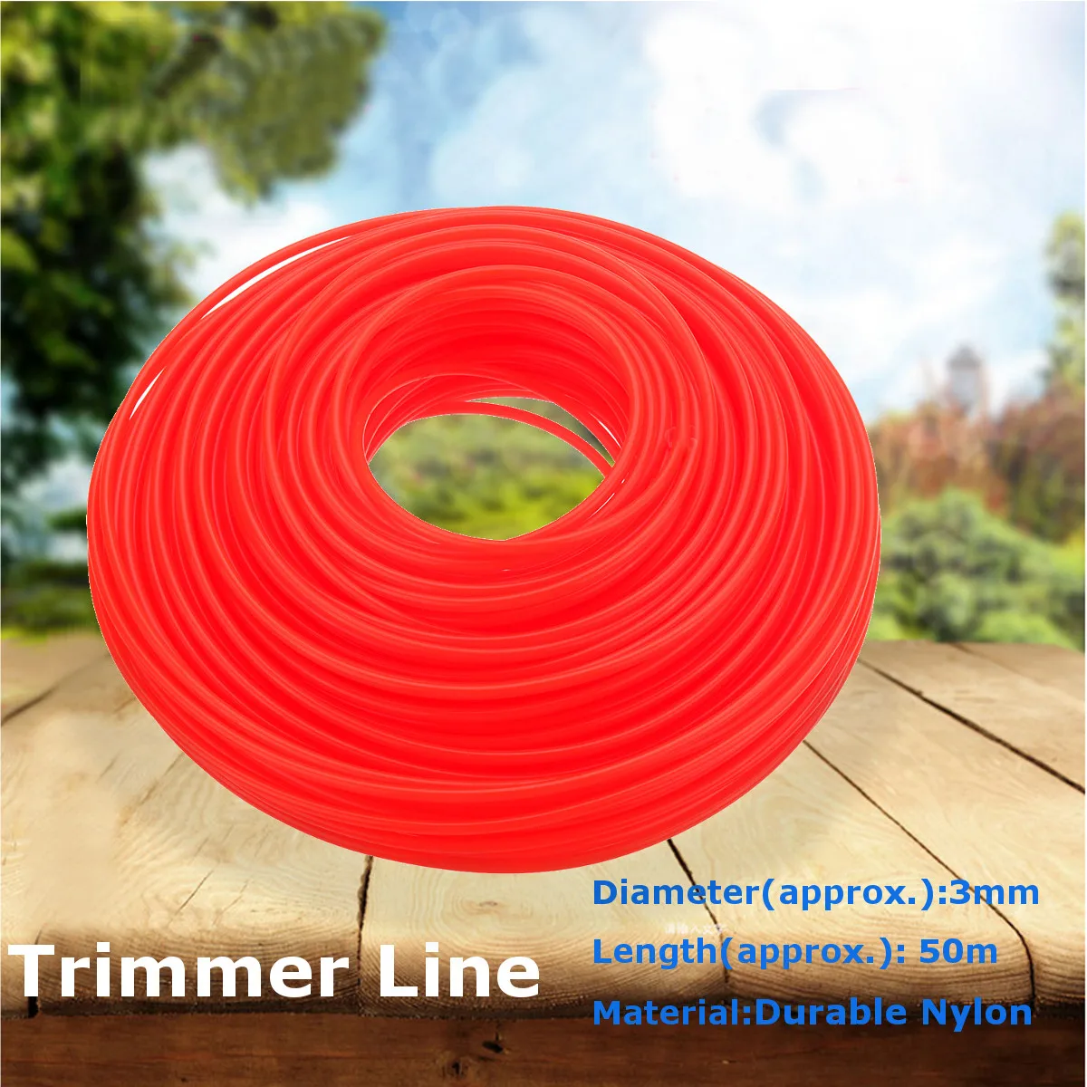 

3mmx50M Trimmer Line Whipper Snipper Cord Wire Brush Cutter Brushcutter Orange Nylon