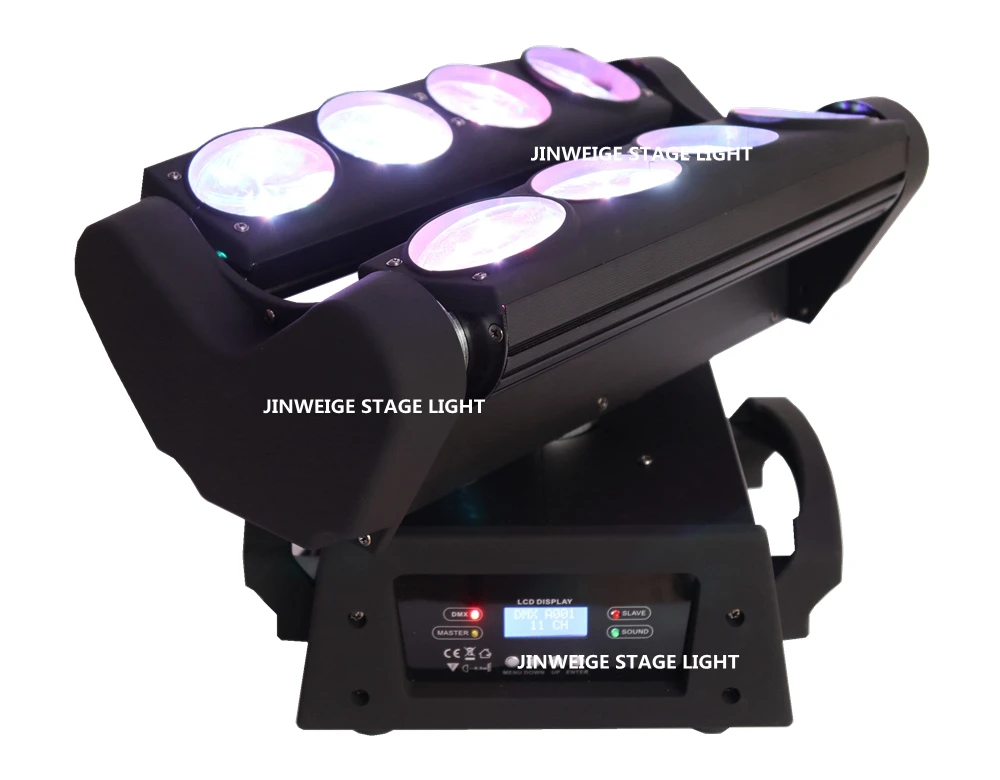 Free Shipping 10pcs/lot Good Effect Led Spider 8*10W 4in1 RGBW Party Beam Moving Head 8/21 DMX512 Channel DJ Light