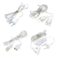 3 м удлинитель, прозрачный провод, штепсельная вилка европейского стандарта/штепсельная вилка американского стандарта, светодиодный светильник, Рождественские огни, гирлянда для сада, дома, вечерние гирлянды, декорации