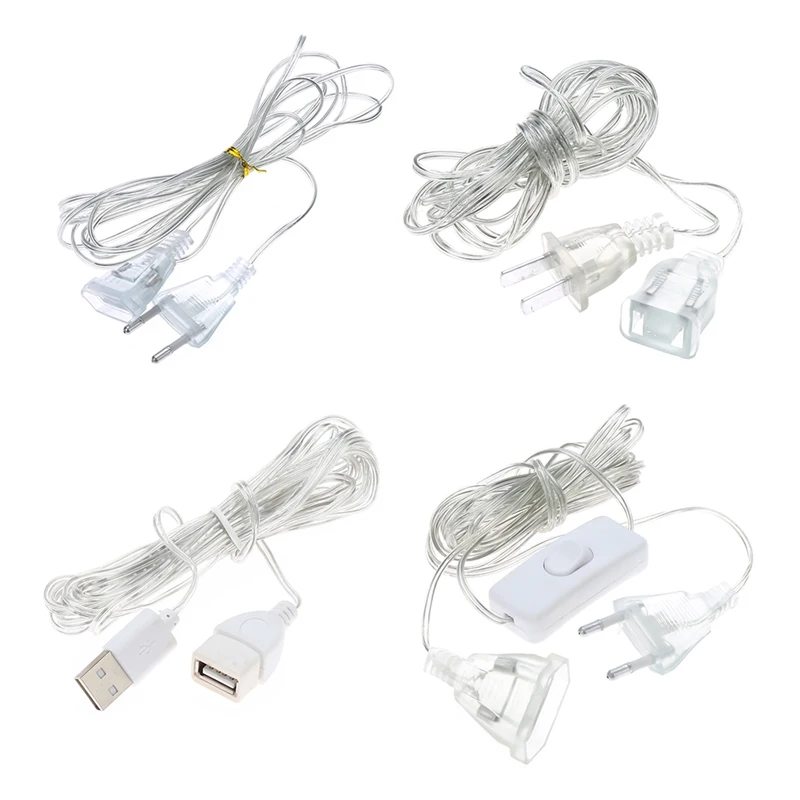

Wholesale 3M Extender Transparent Wire EU plug/US plug for LED String Christmas Lights Garden Home Garland Party Decotation